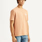 Men's Solid Peach Crew Neck T-shirt - Side View