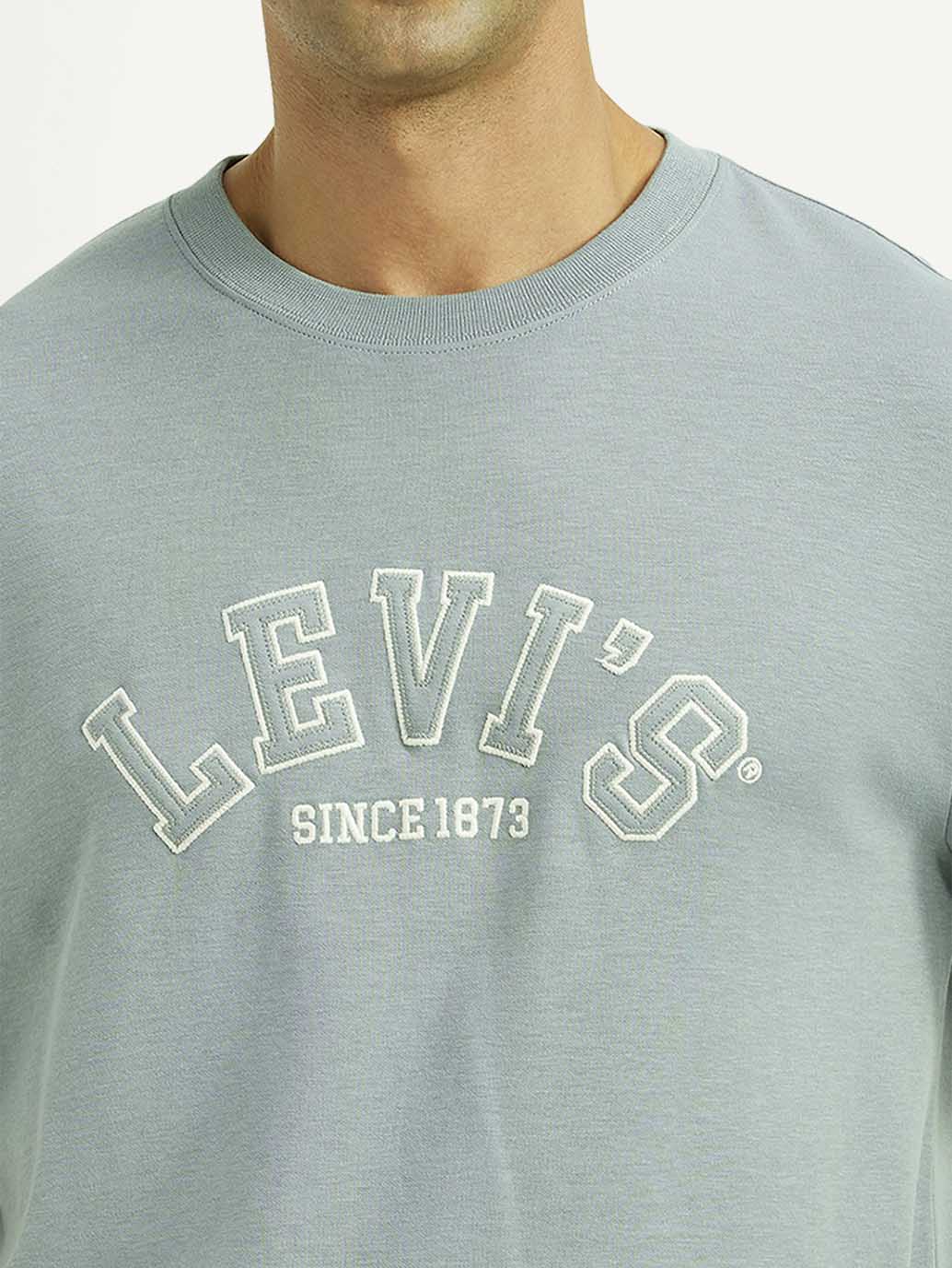 Men's Brand Logo Light Blue Crew Neck T-shirt - Detail View