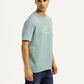 Men's Brand Logo Light Blue Crew Neck T-shirt - Side View