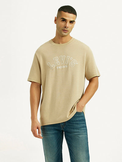 levi's Men's Brand Logo Beige Crew Neck T-shirt-picture-16