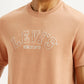 Men's Embroidered Peach Crew Neck T-shirt - Detail View
