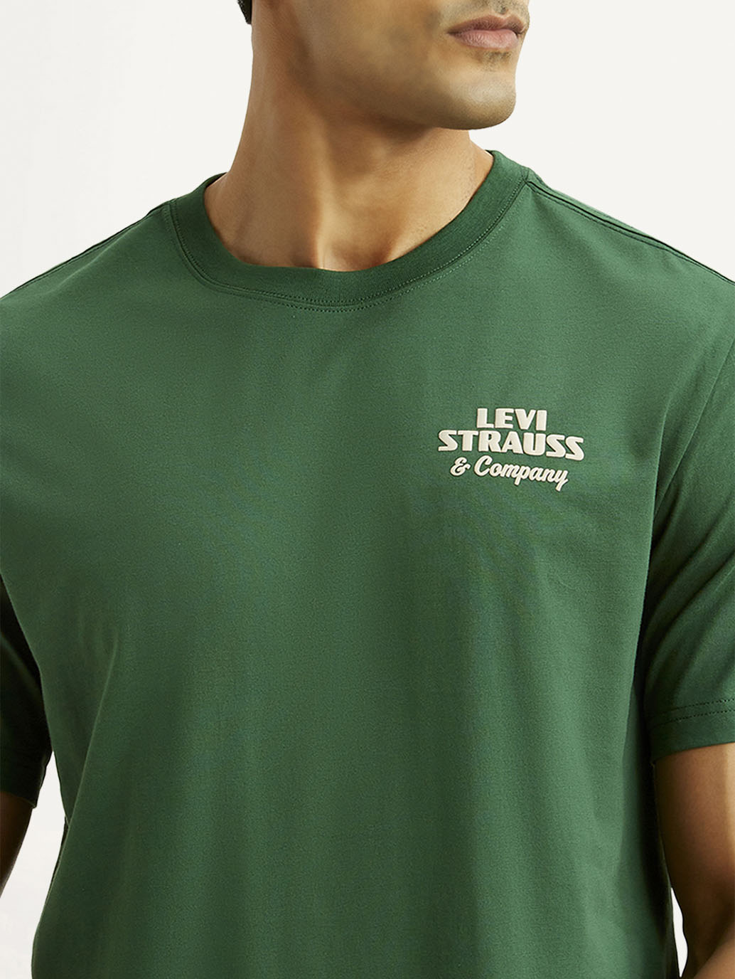 Men's Brand Logo Green Crew Neck T-shirt - Detail View