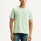 Men's Embroidered Green Crew Neck T-shirt - Front View