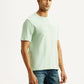 Men's Embroidered Green Crew Neck T-shirt - Side View