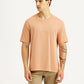 Men's Brand Logo Peach Crew Neck T-shirt - Front View