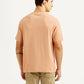 Men's Brand Logo Peach Crew Neck T-shirt - Back View