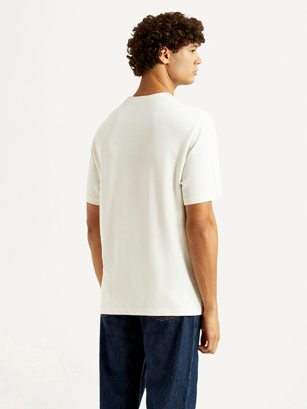 Men's Brand Logo White Crew Neck T-shirt - Back View