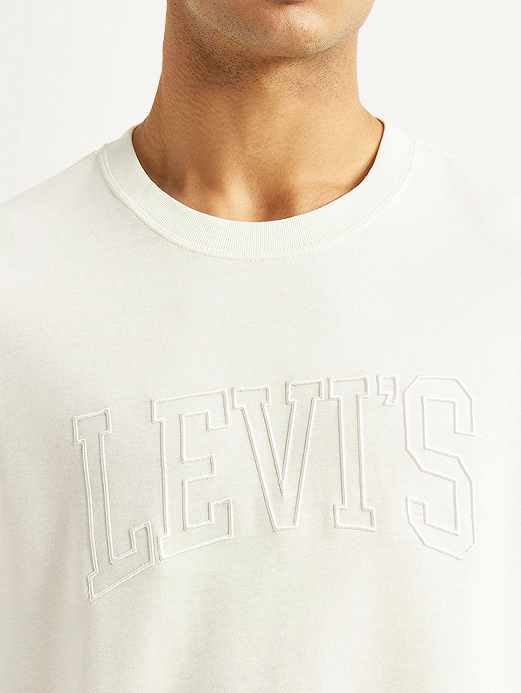 Men's Brand Logo White Crew Neck T-shirt - Detail View