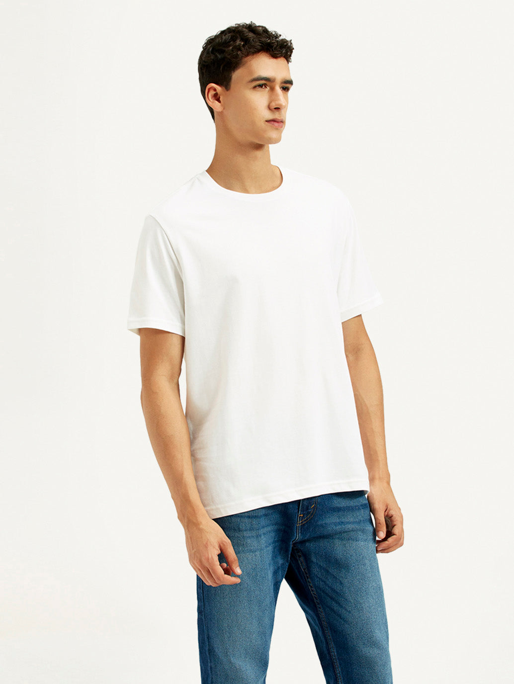 Men's Solid Crew Neck T-shirt - Side View