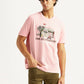 Men's Graphic Print Pink Crew Neck T-shirt - Styleshot View