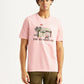 Men's Graphic Print Pink Crew Neck T-shirt - Front View