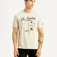 Men's Graphic Print Off-White Crew Neck T-shirt - Front View