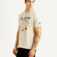 Men's Graphic Print Off-White Crew Neck T-shirt - Side View