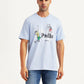 Men's Graphic Print Light Blue Crew Neck T-shirt - Front View