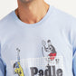 Men's Graphic Print Light Blue Crew Neck T-shirt - Detail View