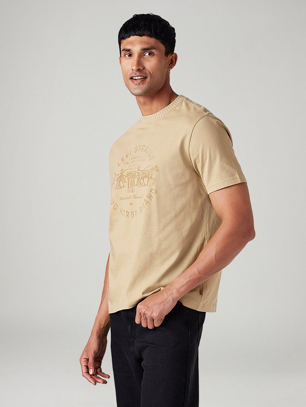 Men's Knitted Regular Fit T-Shirt - Side View