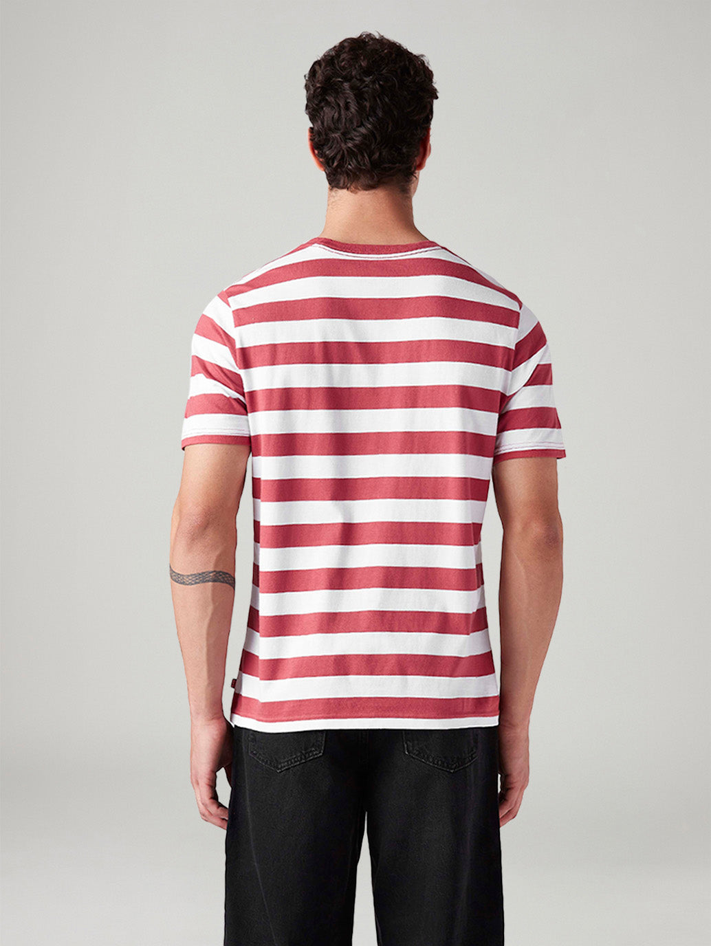 Men's Striped Regular Fit T-Shirt - Back View