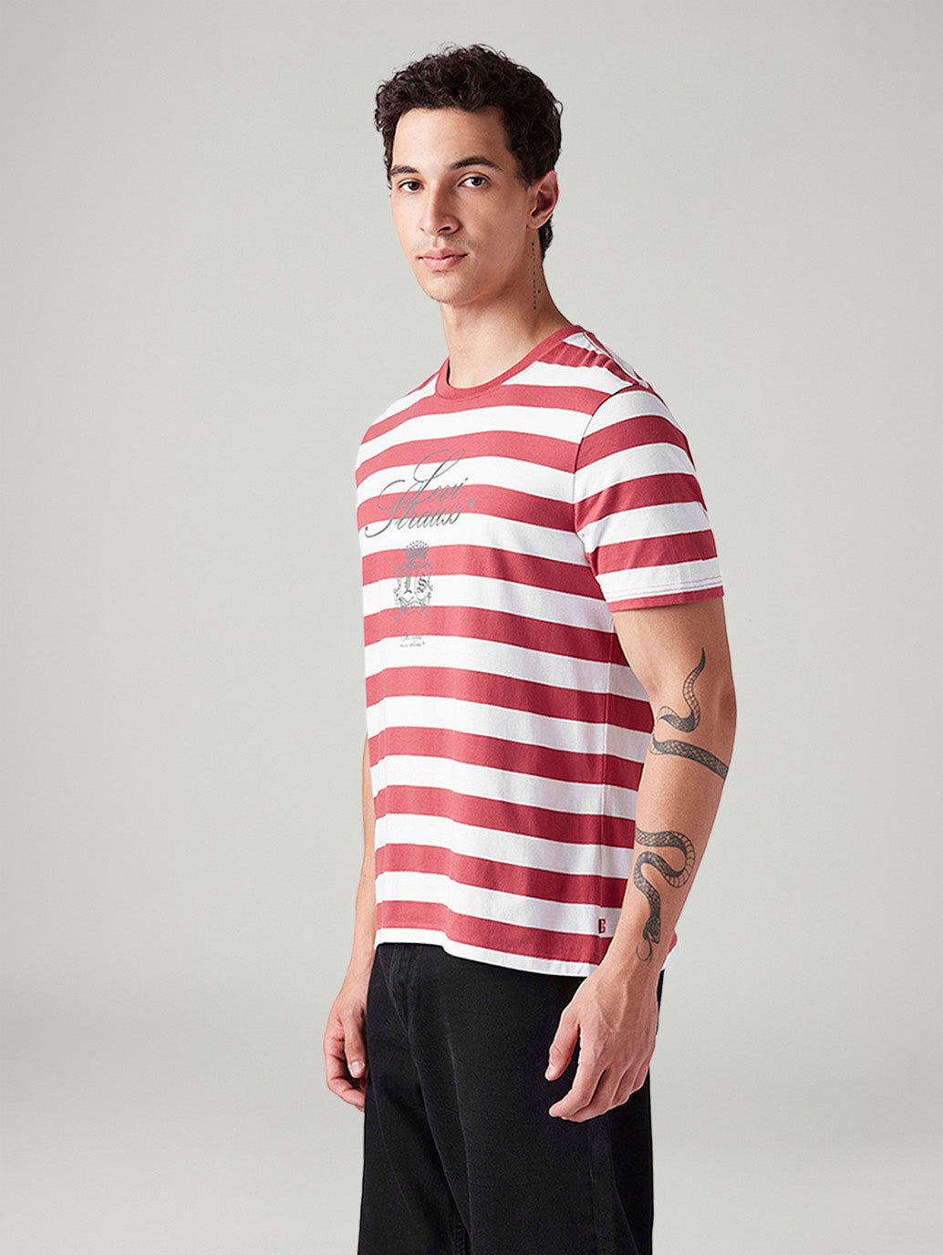 Men's Striped Regular Fit T-Shirt - Side View