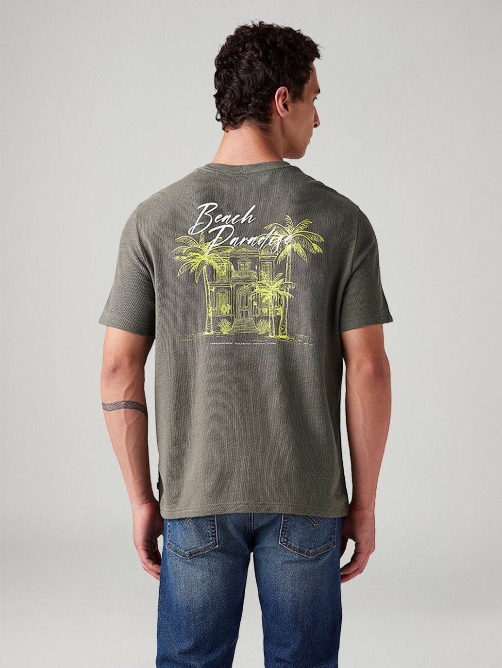 Men's Graphic Print Regular Fit T-Shirt - Back View