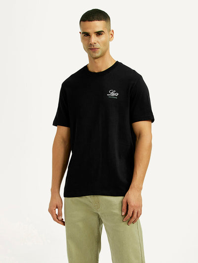 Men's Graphic Print Black Crew Neck T-shirt-image-24