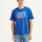 Men's Brand Logo Blue Crew Neck T-shirt - Front View