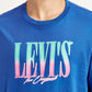 Men's Brand Logo Blue Crew Neck T-shirt - Detail View