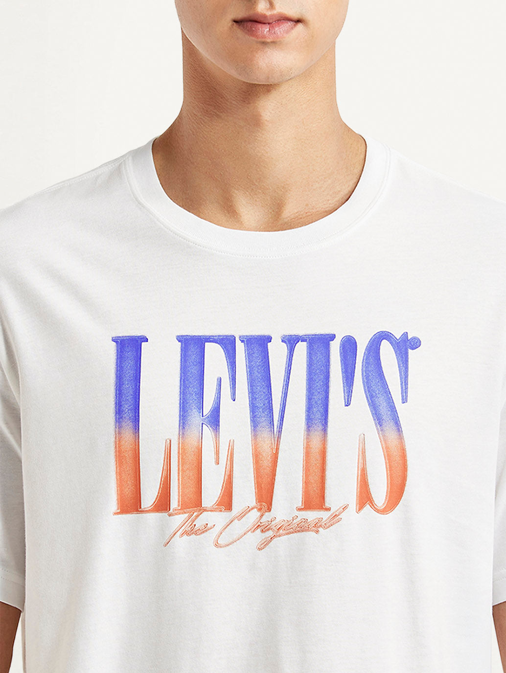 Men's Brand Logo White Crew Neck T-shirt - Detail View