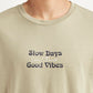 Men's Typography Beige Crew Neck T-shirt - Detail View