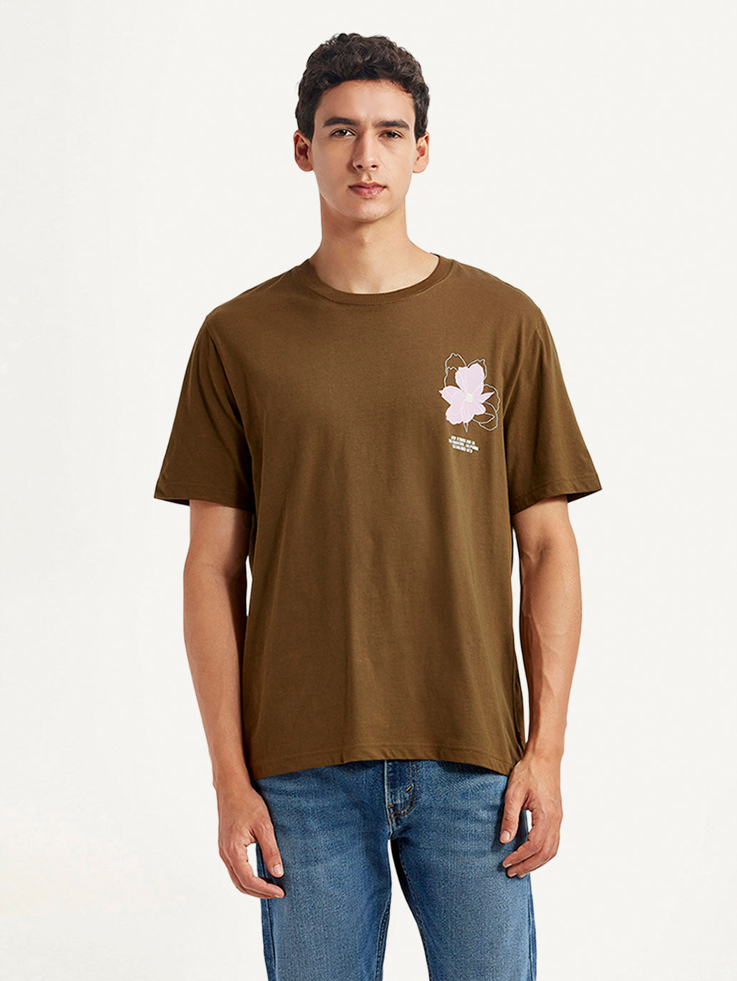 Men's Floral Crew Neck T-shirt - Front View