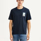 Men's Graphic Print Navy Crew Neck T-shirt - Front View