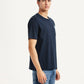 Men's Graphic Print Navy Crew Neck T-shirt - Side View
