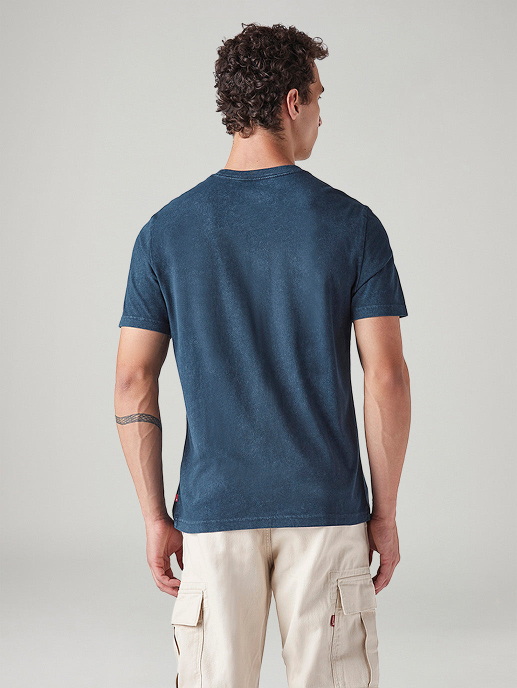 Men's Patchwork Regular Fit Overdyed T-Shirt - Back View