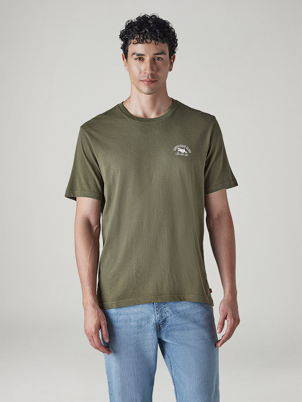 Men's Logo Regular Fit Overdyed Jersey T-Shirt - Front View