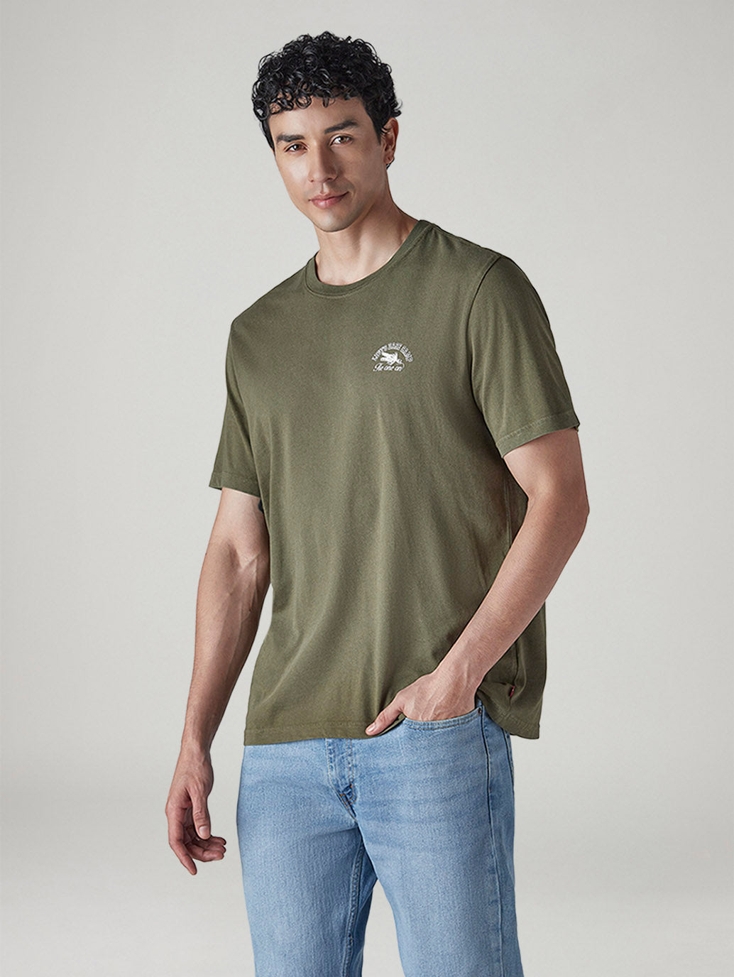 Men's Logo Regular Fit Overdyed Jersey T-Shirt - Side View