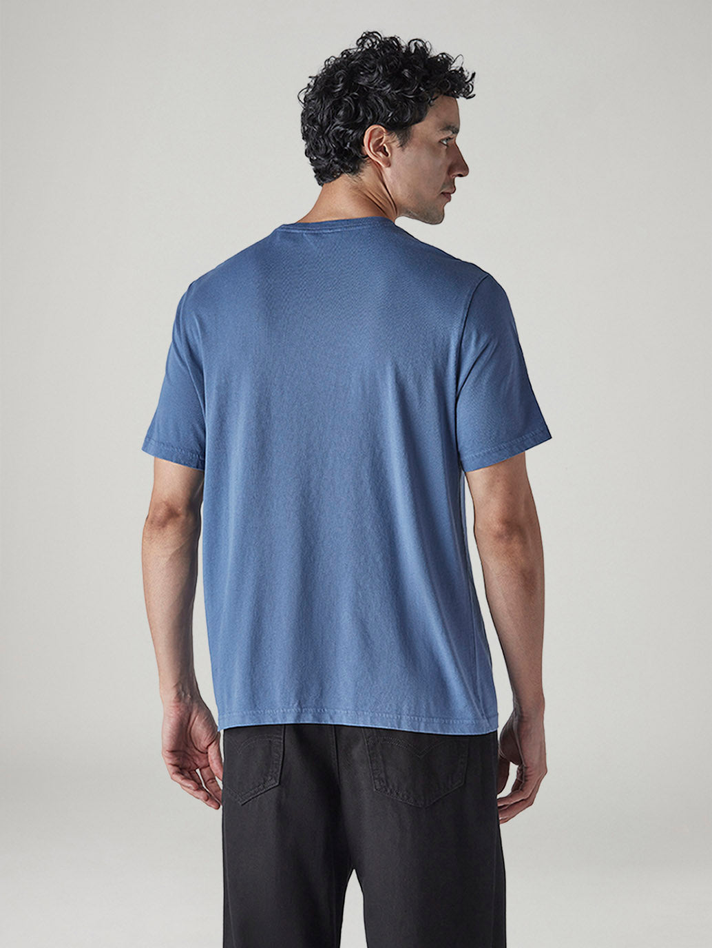 Men's Solid Regular Fit Overdyed Jersey T-Shirt - Back View