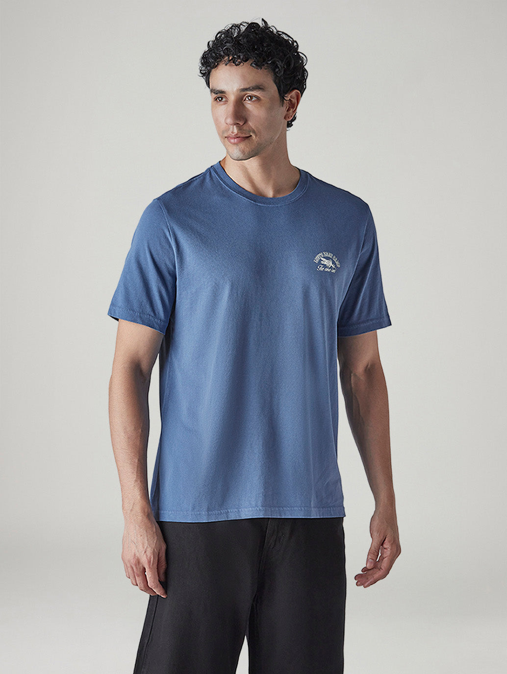 Men's Solid Regular Fit Overdyed Jersey T-Shirt - Side View