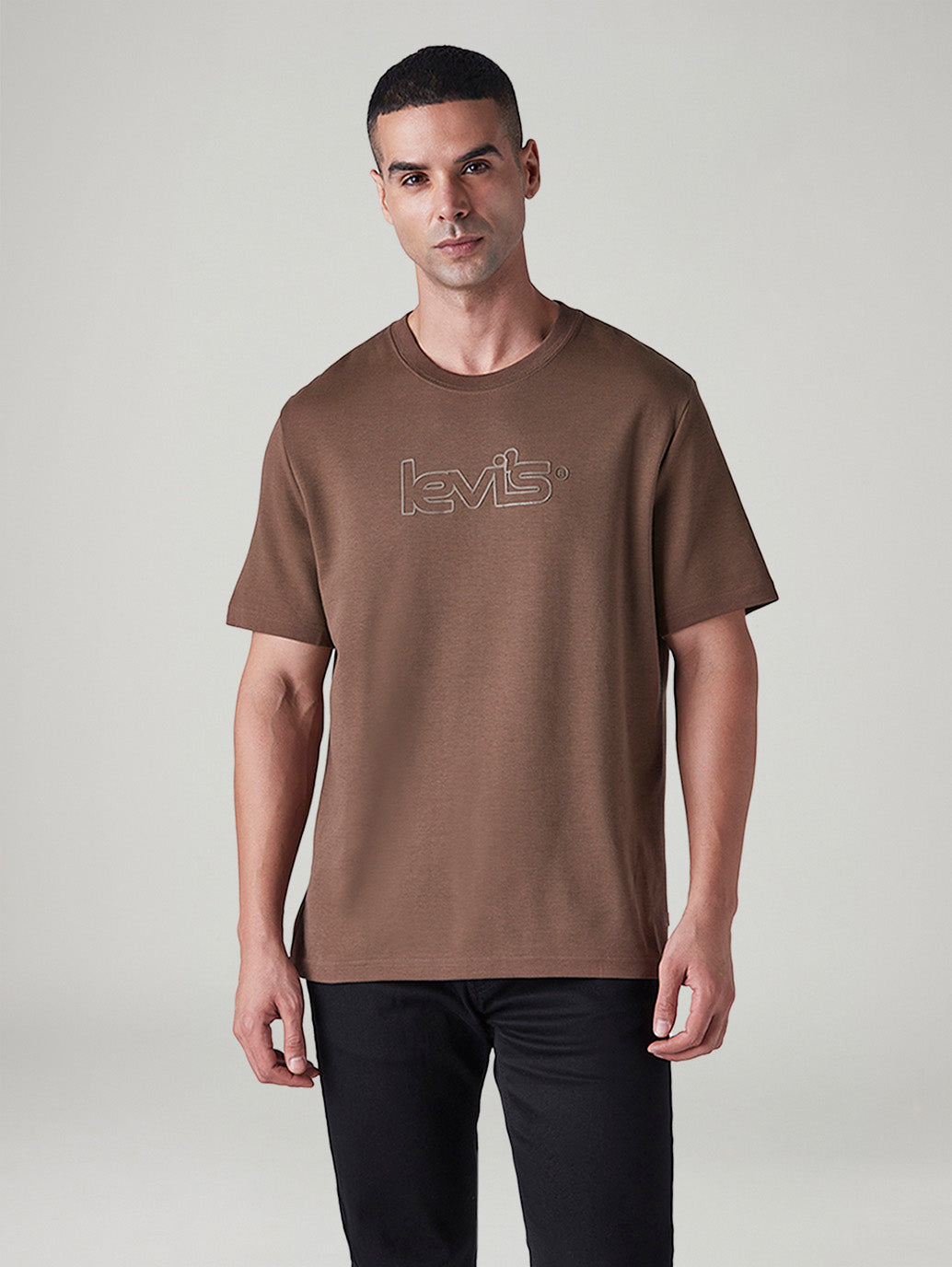 Men's Logo Printed Regular Fit Interlock T-Shirt - Front View