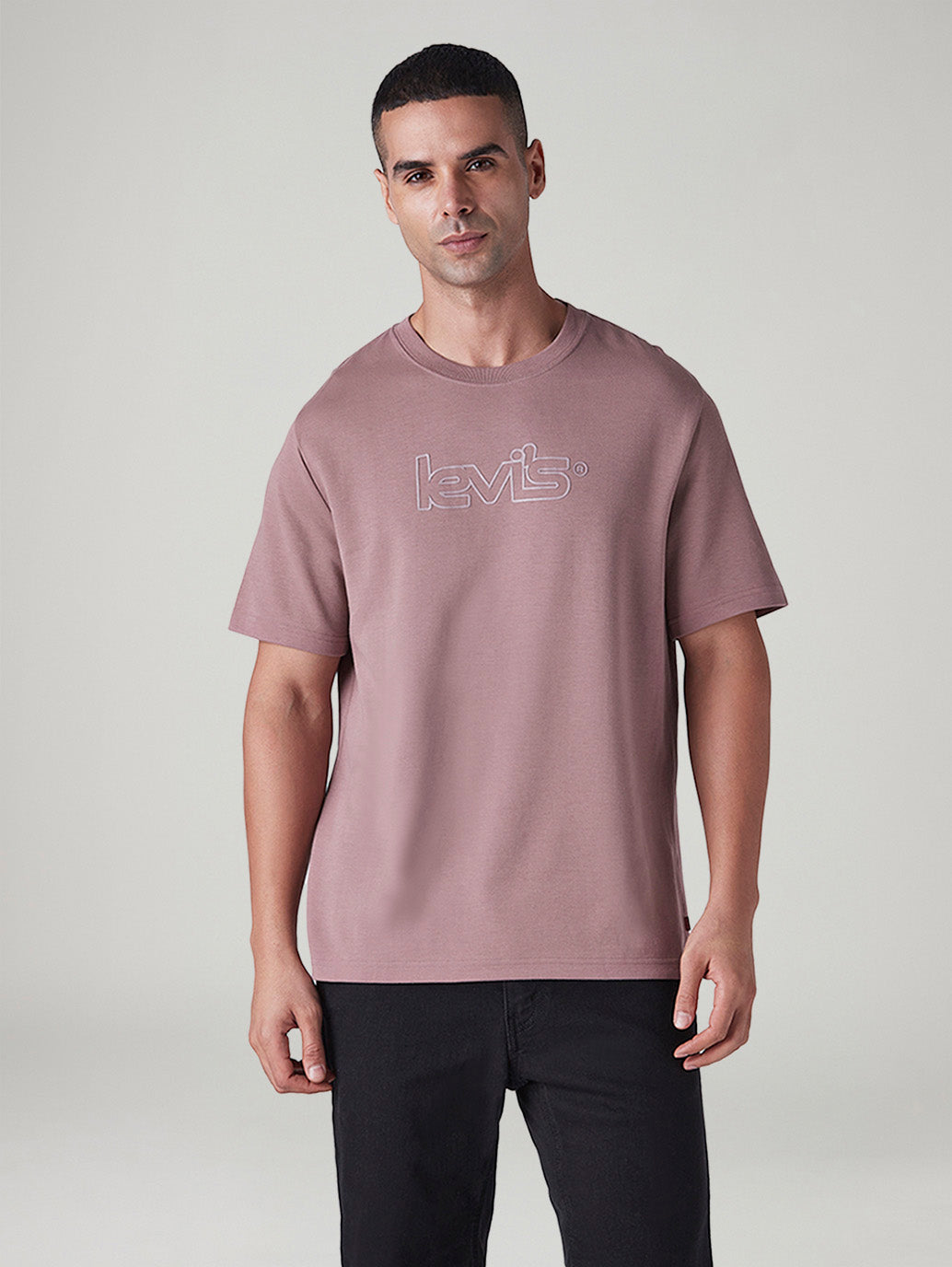 Men's Logo Printed Regular Fit Interlock T-Shirt - Front View