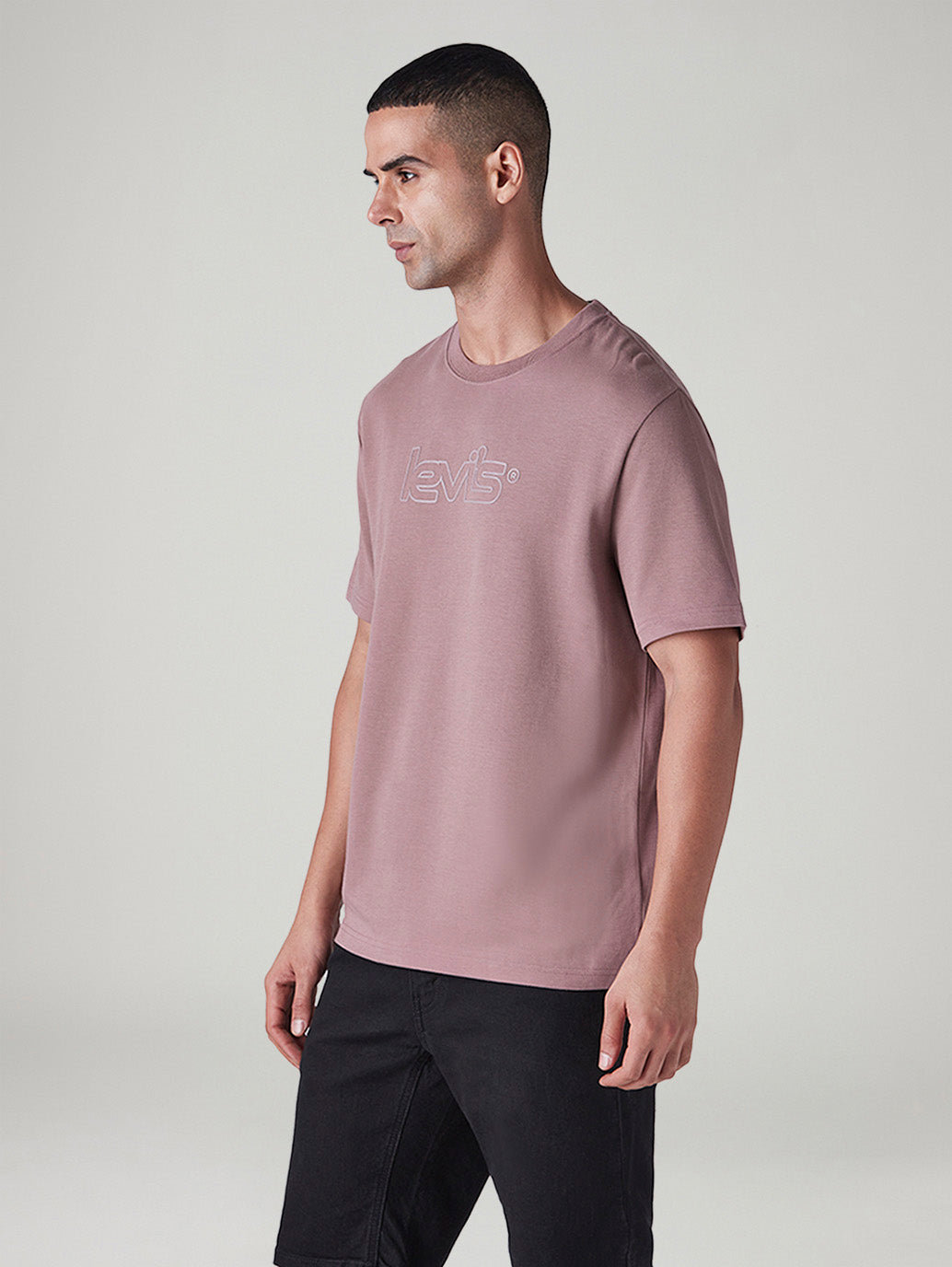 Men's Logo Printed Regular Fit Interlock T-Shirt - Side View