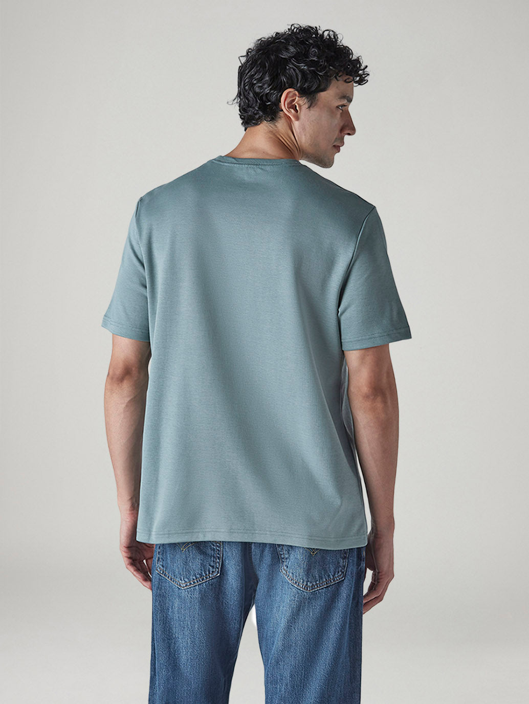 Men's Logo Printed Regular Fit Interlock T-Shirt - Back View
