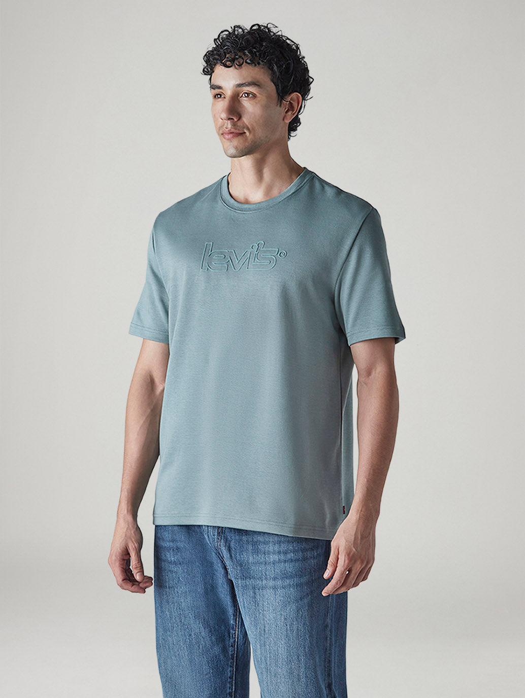 Men's Logo Printed Regular Fit Interlock T-Shirt - Side View