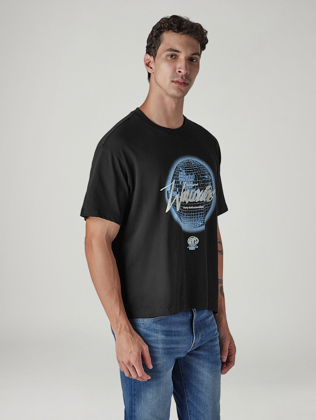 Men's Graphic Print Regular Fit T-Shirt - Side View