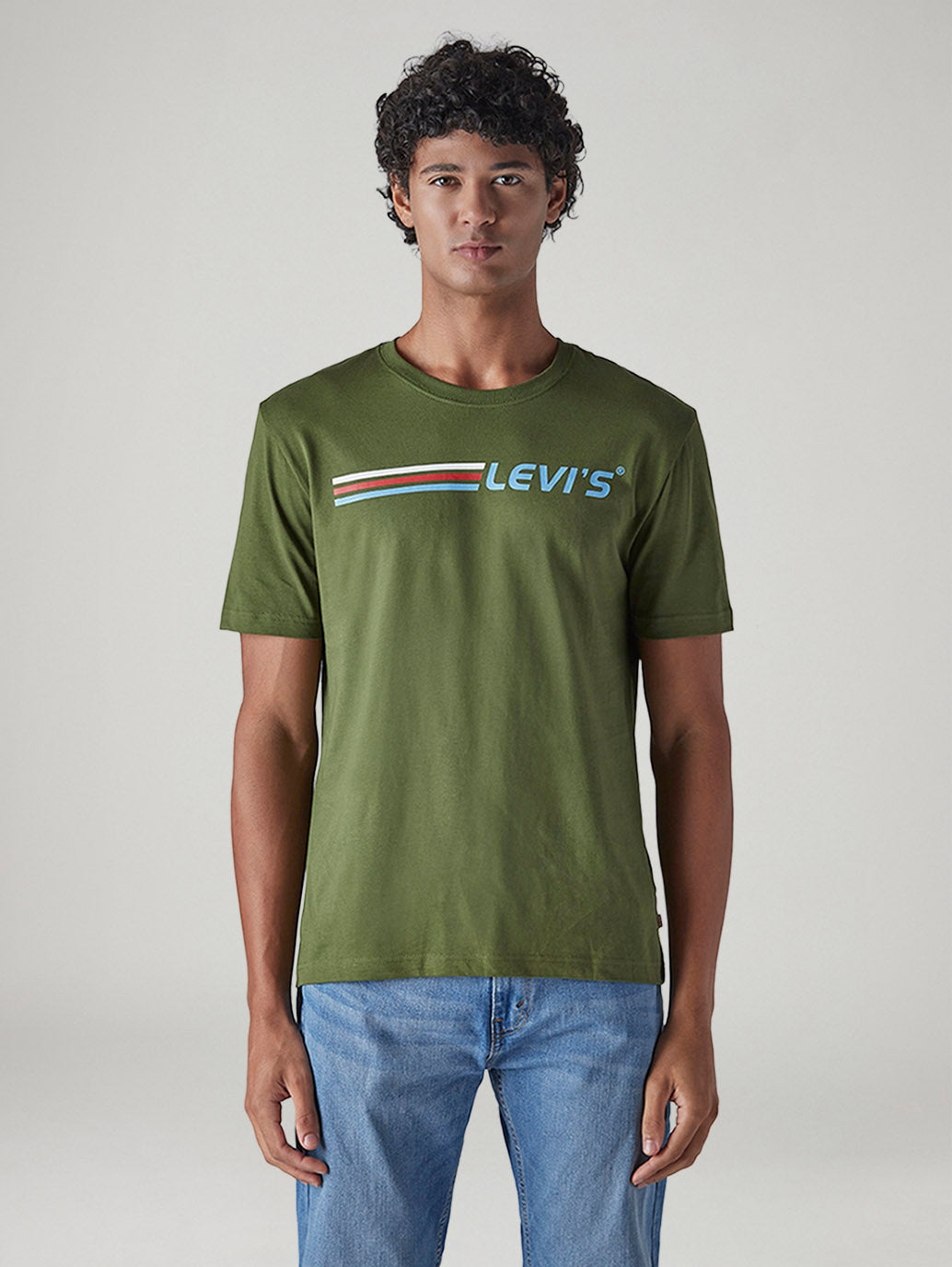 Men's Logo Printed Regular Fit T-Shirt - Front View
