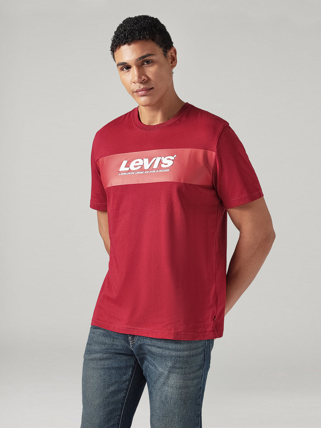 Men's Solid Regular Fit Jersey T-Shirt - Side View