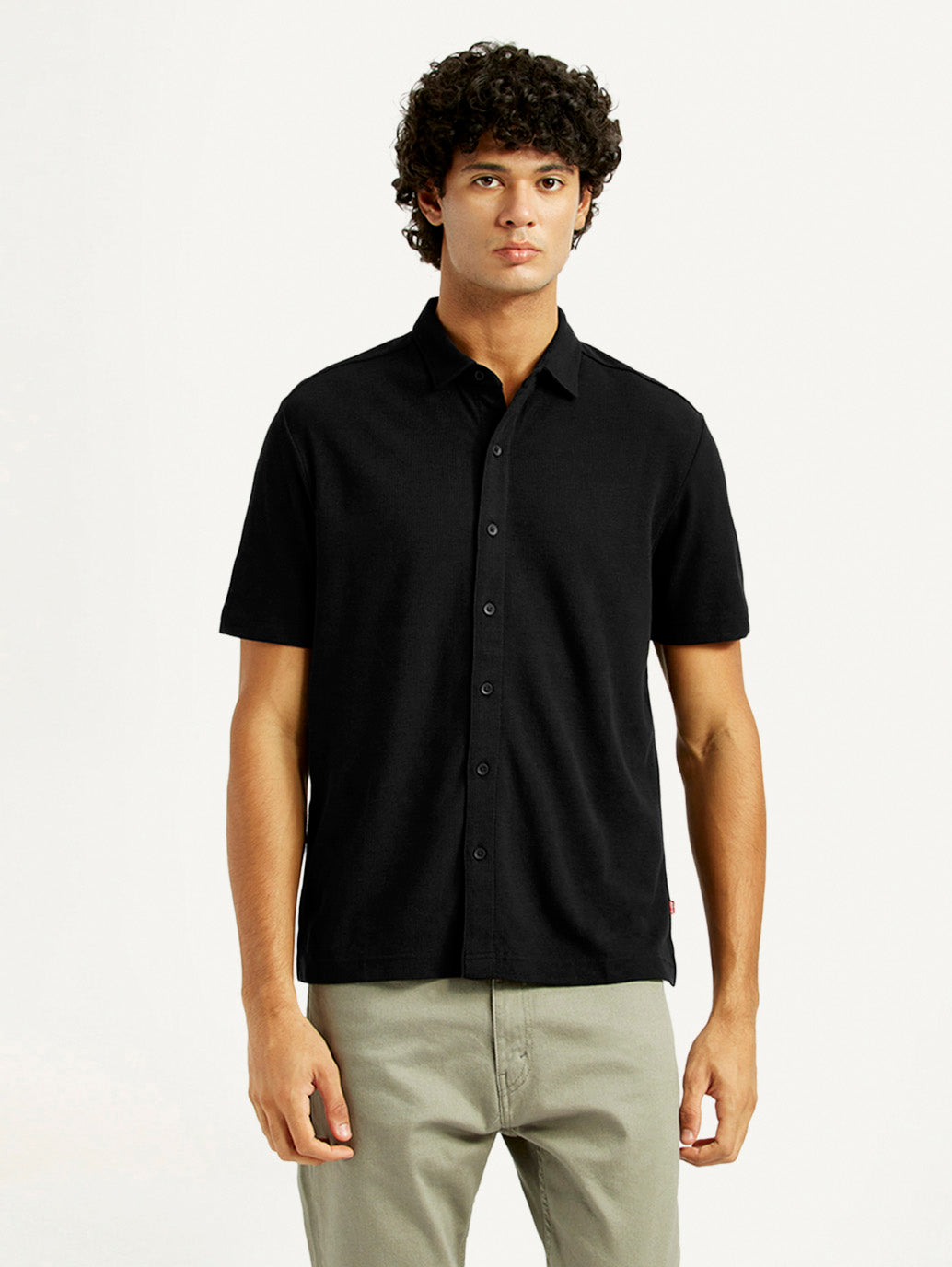 Men's Textured Slim Fit Knit Shirt - Front View