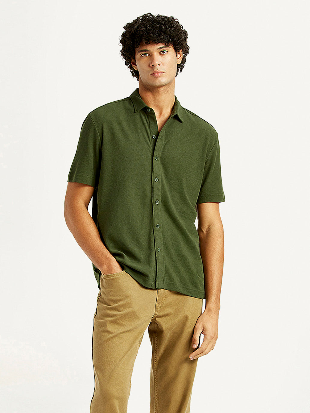 Men's Textured Slim Fit Knit Shirt - Styleshot View