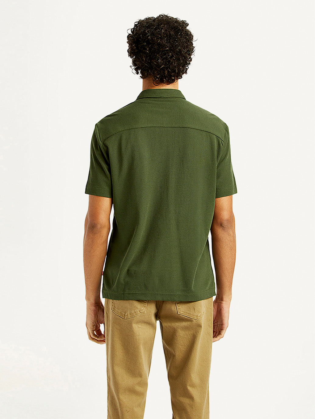 Men's Textured Slim Fit Knit Shirt - Back View