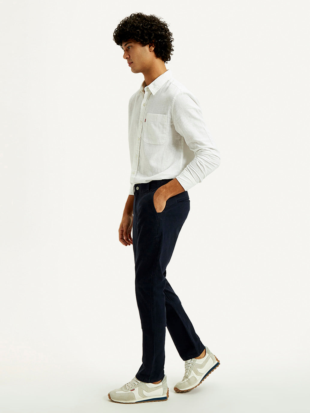Men's 511 Navy Blue Slim Fit Mid Rise Chinos - Side View