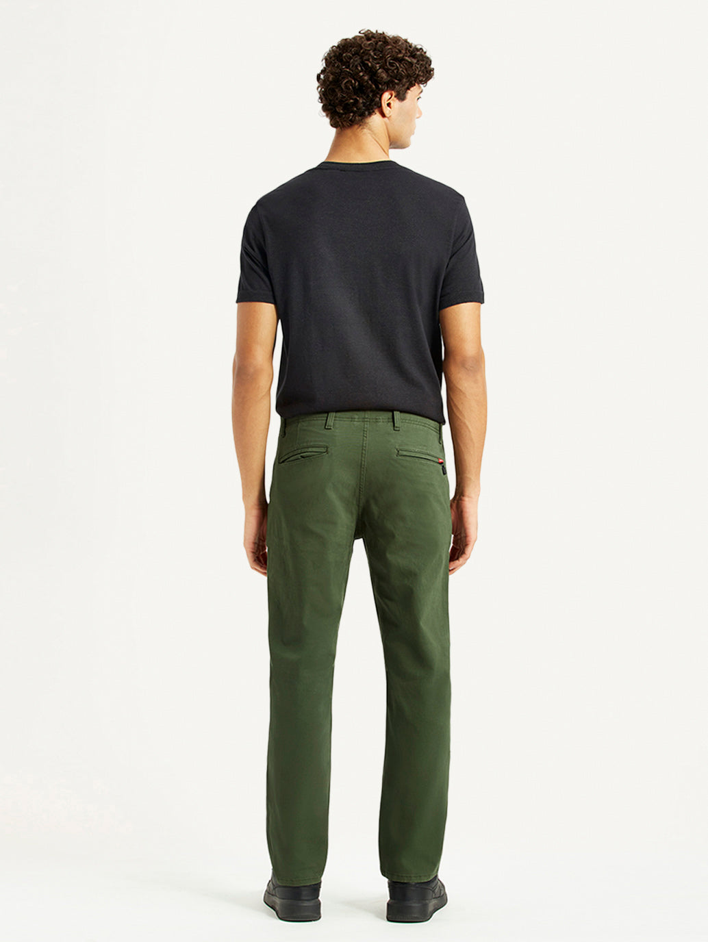 Men's Green Slim Fit Mid Rise Chinos - Back View