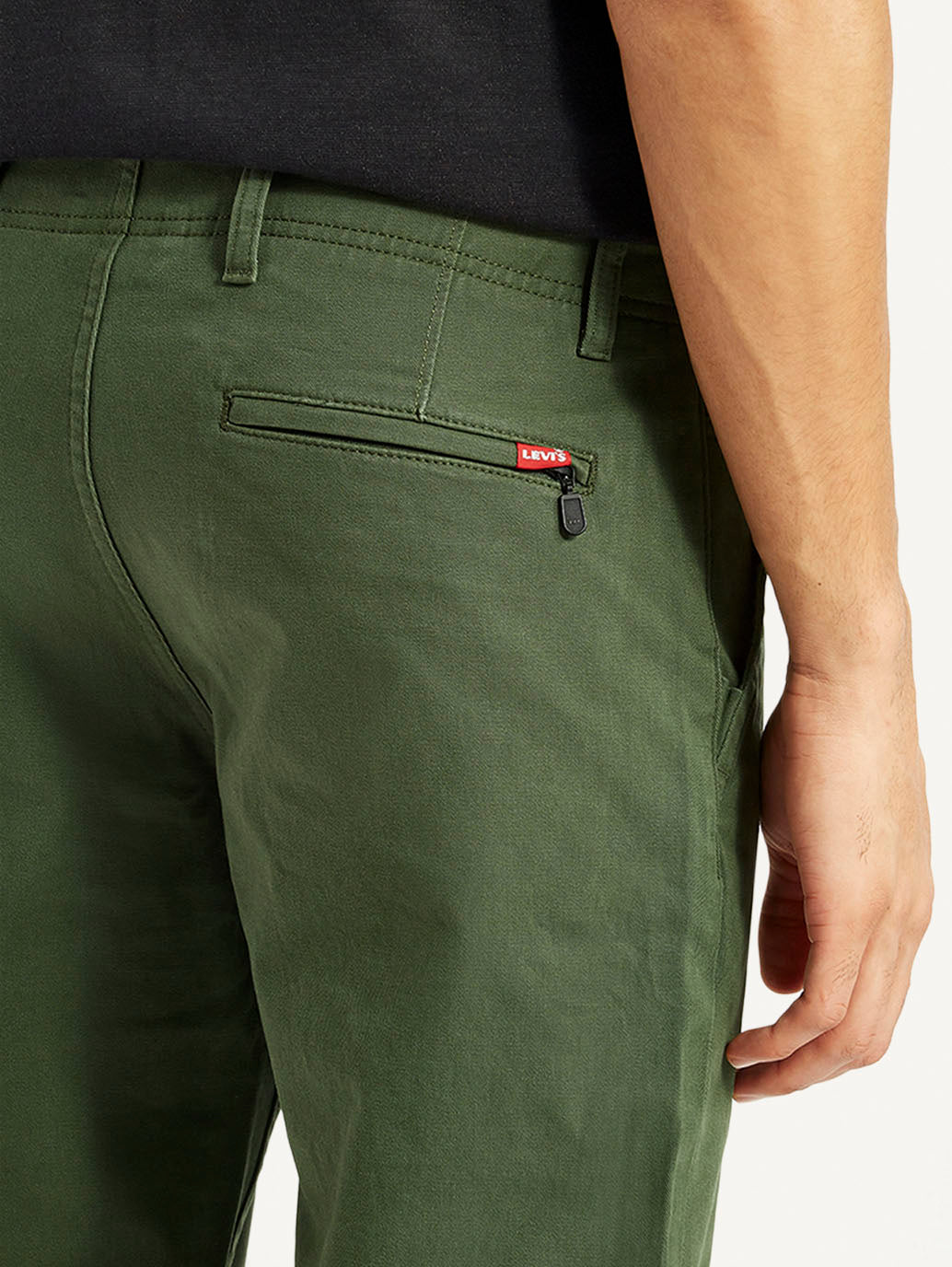 Men's Green Slim Fit Mid Rise Chinos - Detail View